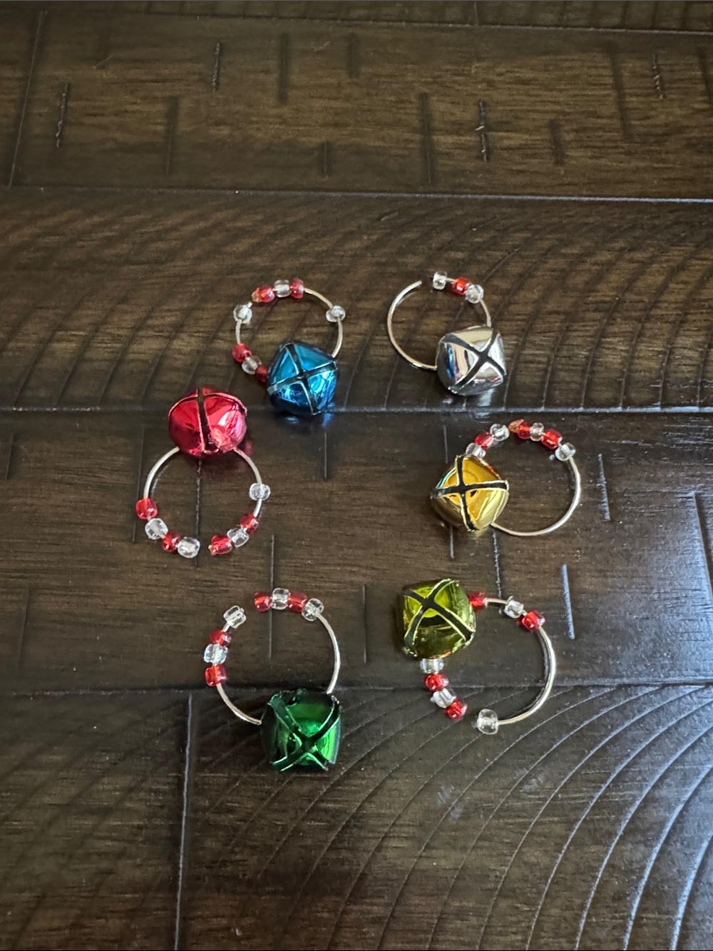 Festive Jingle Bell Wine Glass Charms - Multicolor Set